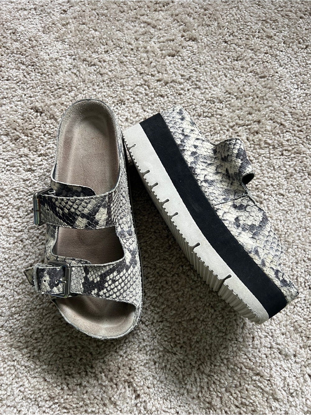 ASH Snakeskin Platform Sandals Size 38